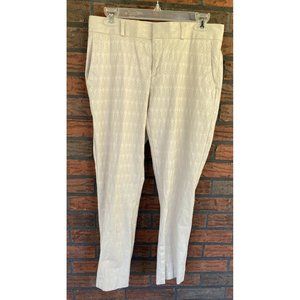 Banana Republic Hampton Pants Size 4 Khaki Embossed Stretch Trousers Flat Front